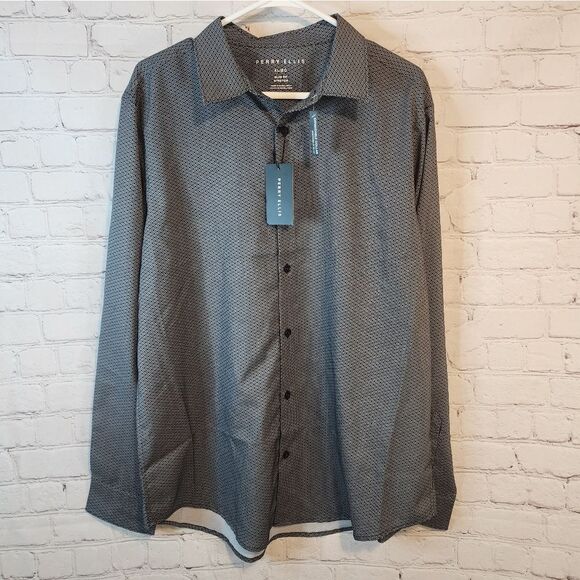 Men's Perry Ellis "Slim Fit Stretch" longsleeve button-down shirt, size XL - Picture 1 of 5